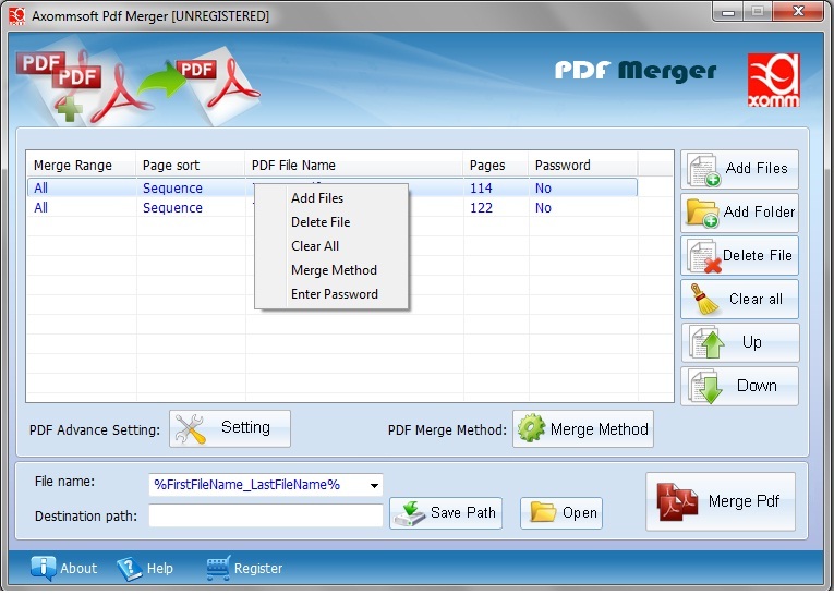 Merge Pdf Files Screenshot
